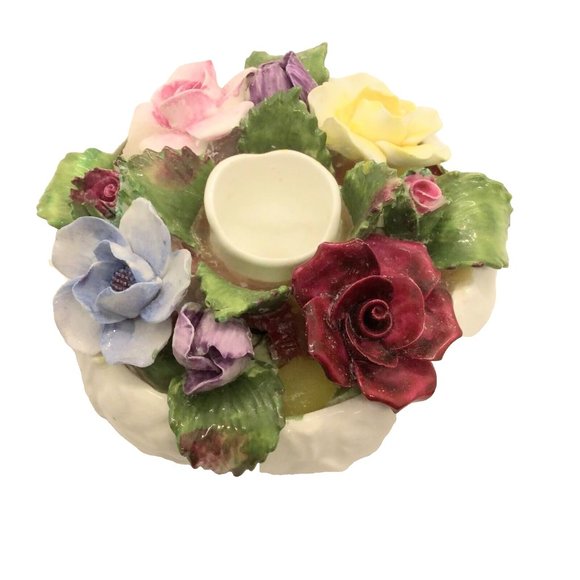 Aynsley Floral China Taper Candle Holder - Picture 2 of 6